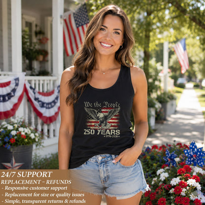 We the People 250 Years Tank Top Women Eagle Patriotic US Flag Historic 1776-2026 Shirt