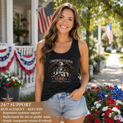 United States 250 Years Eagle Shield Tank Top | Patriotic 1776-2026 Women Shirt
