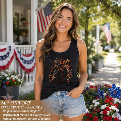 Lincoln Women Tank Top Patriotic Presidents Rock Guitarist US Flag Founding Fathers Shirt