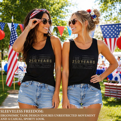 We The People 250 Years Tank Top Women 1776-2026 Vintage Patriotic US Flag Shirt